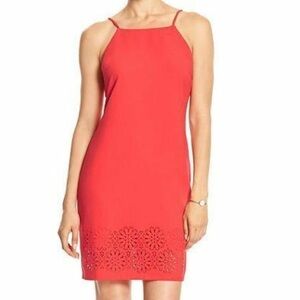 NWT BANANA REPUBLIC BLOOD ORANGE LASER CUT HEM CAREER COCKTAIL DRESS SIZE 4